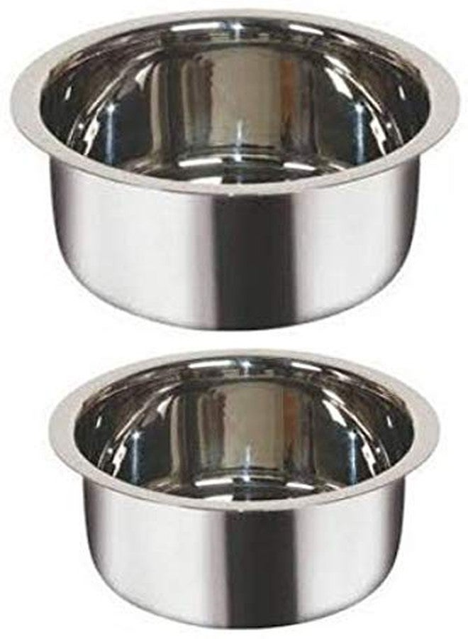 Liolis Stainless Steel Flat Bottom tope Set Without Lid 2400ml to 2800ml, 2Pcs Silver - Image 1