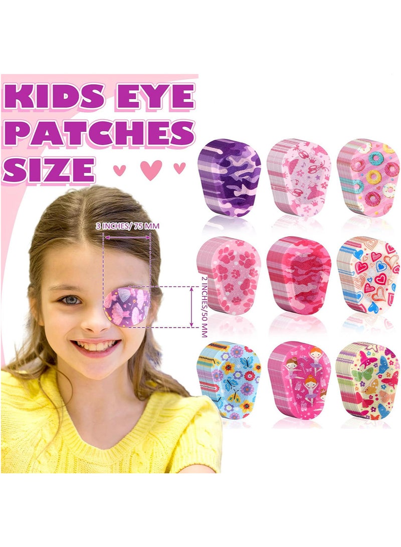 45pcs Adhesive Eye Patches for Kids Girls Toddler Eye Patches Bulk Breathable Material, Light Blocking Cotton Colorful and Fun Designs Adhesive Bandages for Girls, 9 Styles - Image 2
