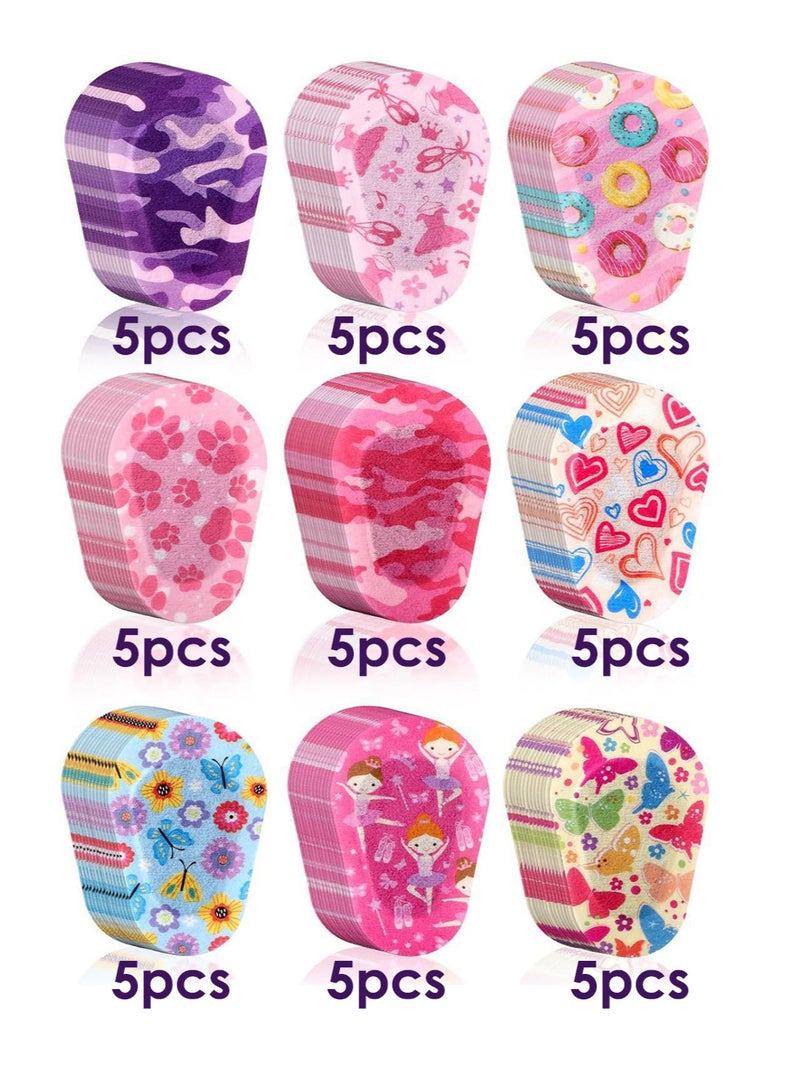 45pcs Adhesive Eye Patches for Kids Girls Toddler Eye Patches Bulk Breathable Material, Light Blocking Cotton Colorful and Fun Designs Adhesive Bandages for Girls, 9 Styles - Image 3