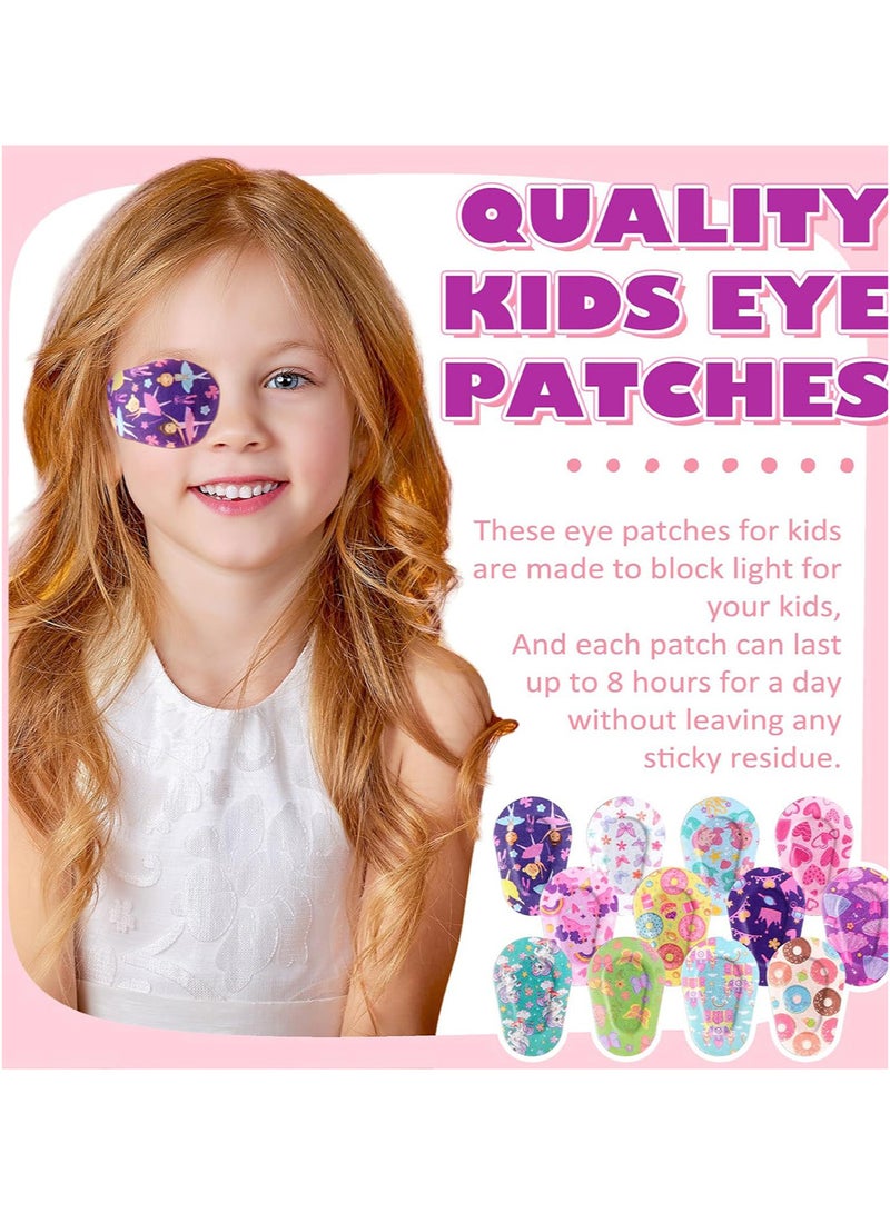 45pcs Adhesive Eye Patches for Kids Girls Toddler Eye Patches Bulk Breathable Material, Light Blocking Cotton Colorful and Fun Designs Adhesive Bandages for Girls, 9 Styles - Image 4