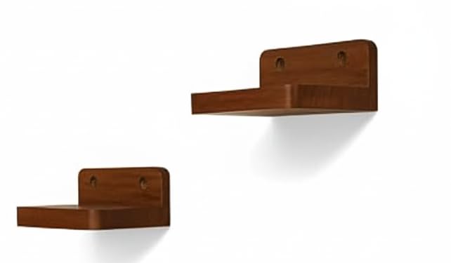 Onlinecraft Wooden Wall Mounted Floating Minimalist All Shelves for Living Room Bed Room Office Room Wall Hanging Wall Shelf for Industrial & Contamprorey Home Utitly Wall Shelf. Pack of 2 (Brown) - Image 1