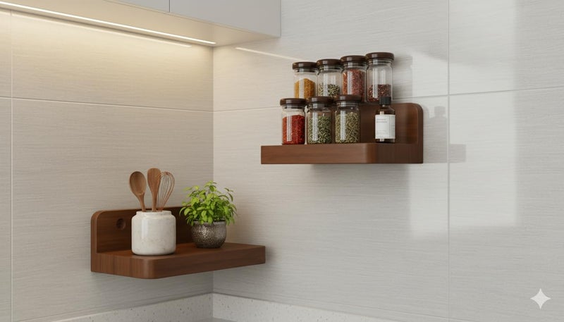 Onlinecraft Wooden Wall Mounted Floating Minimalist All Shelves for Living Room Bed Room Office Room Wall Hanging Wall Shelf for Industrial & Contamprorey Home Utitly Wall Shelf. Pack of 2 (Brown) - Image 2
