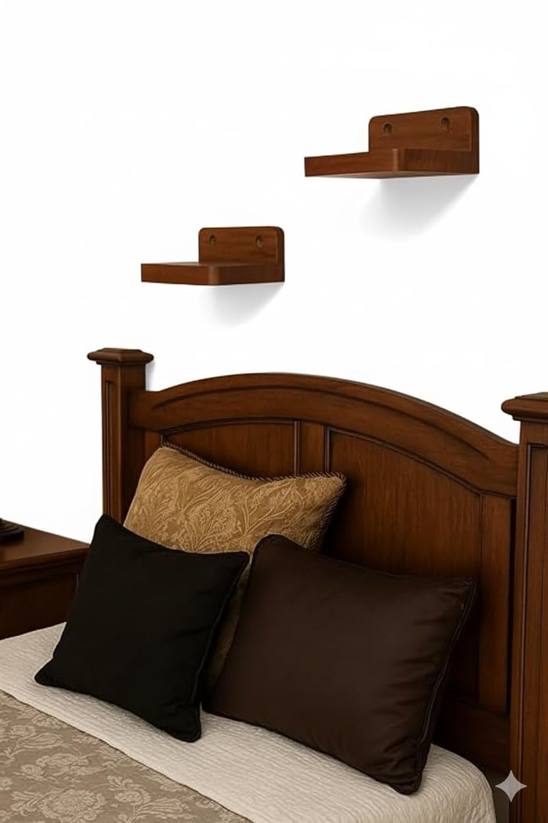 Onlinecraft Wooden Wall Mounted Floating Minimalist All Shelves for Living Room Bed Room Office Room Wall Hanging Wall Shelf for Industrial & Contamprorey Home Utitly Wall Shelf. Pack of 2 (Brown) - Image 4