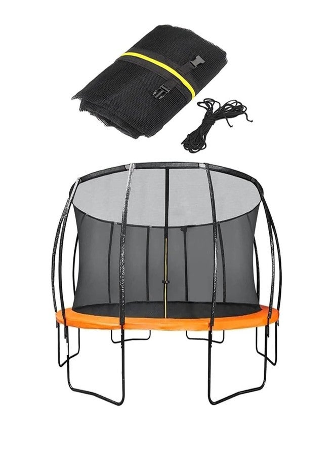 FSDIYU Trampoline Safety Net Replacement, with Zippers and Buckles, 10/12/14 FT UV Resistant Trampoline Enclosure Surround Netting, Round Frames Trampolines Accessories, 12 FT - 8 Poles,Black - Image 1