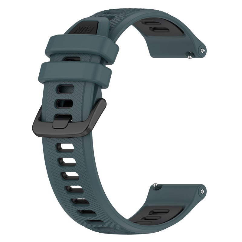 S-TOP For Garmin Forerunner 645 Music 20mm Sports Two-Color Silicone Watch Band(Olive Green+Black) - Image 2