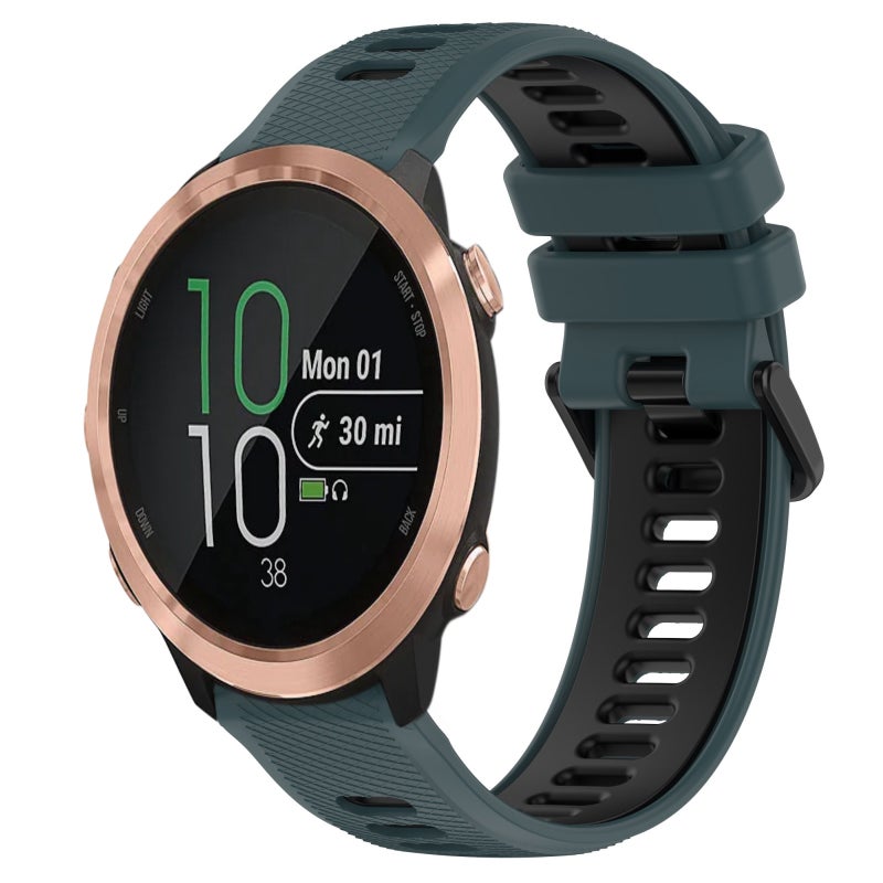 S-TOP For Garmin Forerunner 645 Music 20mm Sports Two-Color Silicone Watch Band(Olive Green+Black) - Image 1