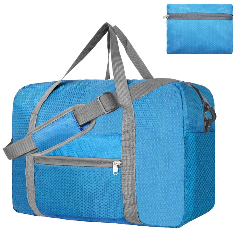 Beurlike For Spirit Airlines Personal Item Bag 18x14x8 Foldable Carry on Bags for Airplanes Travel Duffel Bags for Women and MenBlue With Shoulder Strap - Image 2