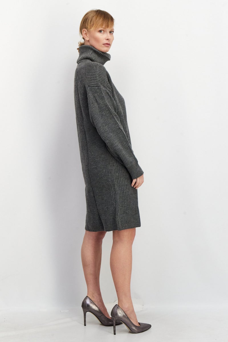 Karen Kane Women Textured Long Sleeve Sweater Dress, Grey - Image 2
