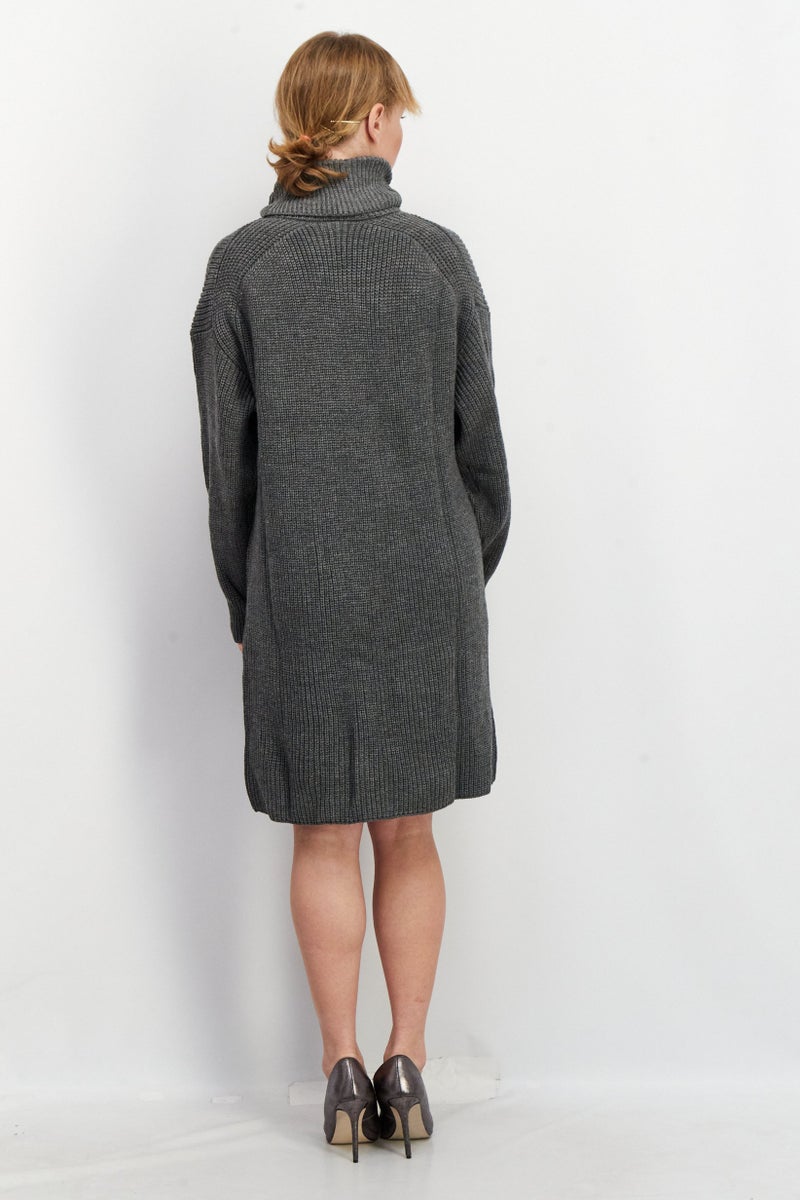 Karen Kane Women Textured Long Sleeve Sweater Dress, Grey - Image 3