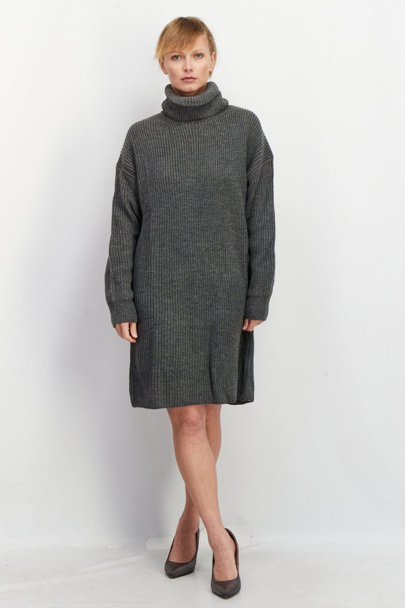 Karen Kane Women Textured Long Sleeve Sweater Dress, Grey - Image 1