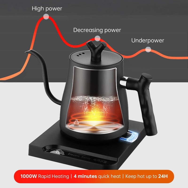 Perfin Electric Gooseneck Kettle غلاية v60 1L 1000W Electric Water Kettle for Pour-over Coffee & Tea, 304 Stainless Steel Coffee Kettle with with Temperature Control, Constant Temperature, Fast Boiling - Image 5