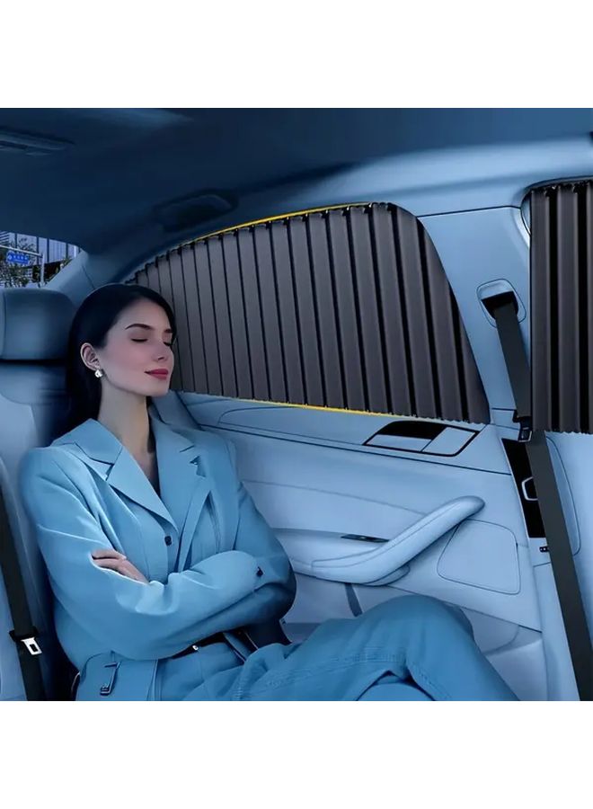 واقي شمس لنافذة السيارة الجانبية الأمامية سهل التركيب ظل خصوصية أسود قابل للتعديل للسفر - Image 3