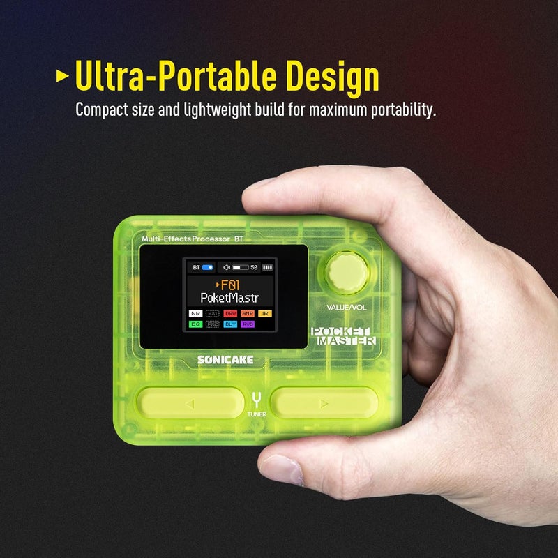 SONICAKE QME-10TGN Pocket Master-Multi Effects Guitar Pedal with 9 Effects Modules 100 Drum Rhythms and Looper 100 Presets 20 Amp/Cab Electric Guitar Effects Processor OTG USB Audio Interface BT - Image 3