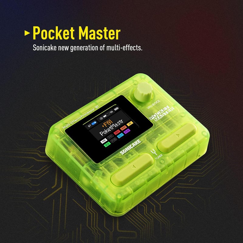 SONICAKE QME-10TGN Pocket Master-Multi Effects Guitar Pedal with 9 Effects Modules 100 Drum Rhythms and Looper 100 Presets 20 Amp/Cab Electric Guitar Effects Processor OTG USB Audio Interface BT - Image 2