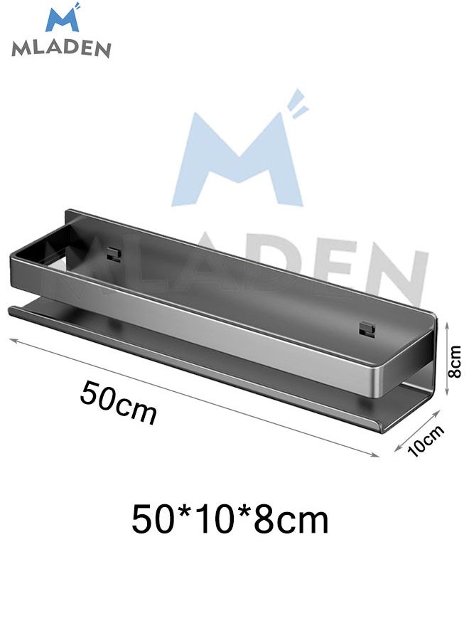 MLADEN - MLADEN 2PC New Adhesive Wall-Mounted Seasoning Rack No Punching Required Stainless Steel Storage Shelves Wall Spice Jar Storage Rack Kitchen Shelves For Kitchen And Bathroom 50cm Grey - Image 1