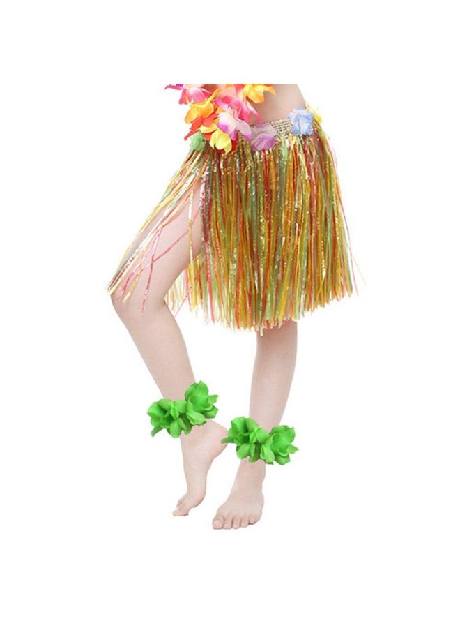 CBLUO Hawaiian Leis Flower Headband Wristbands Tropical Hawaii Luau Necklace Bracelets Hair Hoops Wreath Women Headpiece Hair Bands Cosplay Costume Summer Beach Vacation Pool Party Decoration Green - Image 4