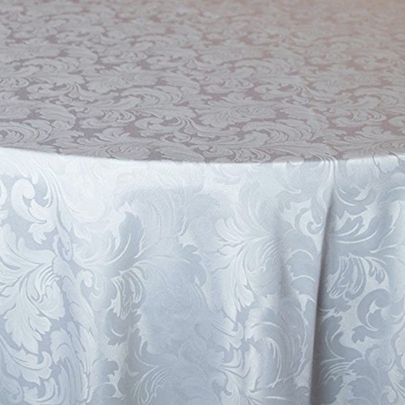 تكتروم Tektrum Heavy Duty 90 بوصة جولة Damask Jacquard TableCloth Table -Table Cover - مقاوم للماء/مقاومة للبقع/وصمة عار/تجاعيد خالية - رائعة لحفلات مأدبة عشاء مطعم (أبيض) - Image 3