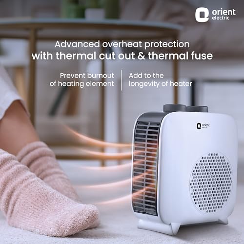Orient Electric Glint Room Heater for Home | Dual Heating Mode (1000/2000 Watts) | Overheat Protection | Dual Placement | 5 Level Safety Protection | Electric Fan Heater for Winter | Pack of 1 - White - Image 3