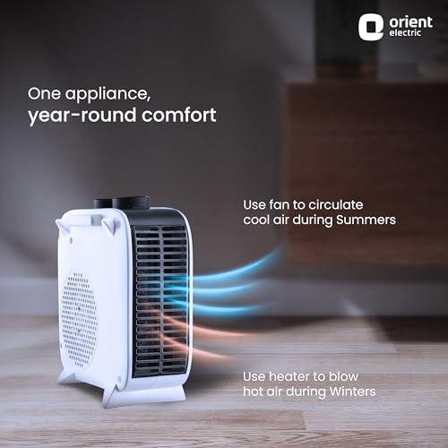 Orient Electric Glint Room Heater for Home | Dual Heating Mode (1000/2000 Watts) | Overheat Protection | Dual Placement | 5 Level Safety Protection | Electric Fan Heater for Winter | Pack of 1 - White - Image 4