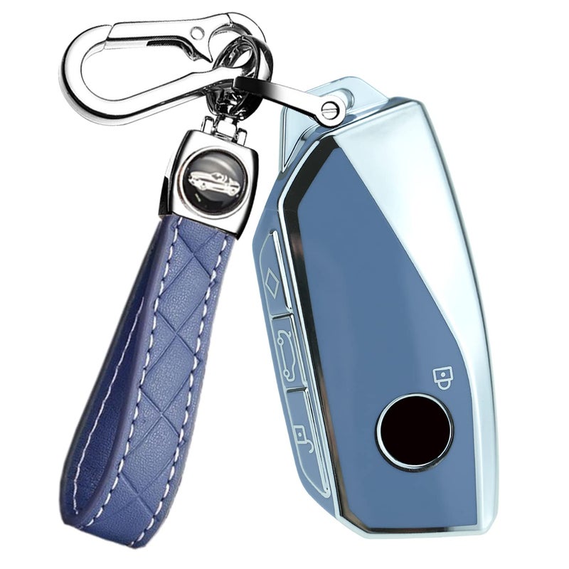 ontto Key Fob Cover Fit for BMW 2023 7 Series 740 760i X7 IX XM TPU Smart Remote Car Key Case Grey - Image 5
