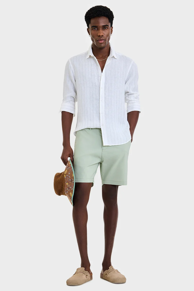 SNITCH White Checkered Long Sleeve Regular Fit Casual Shirt