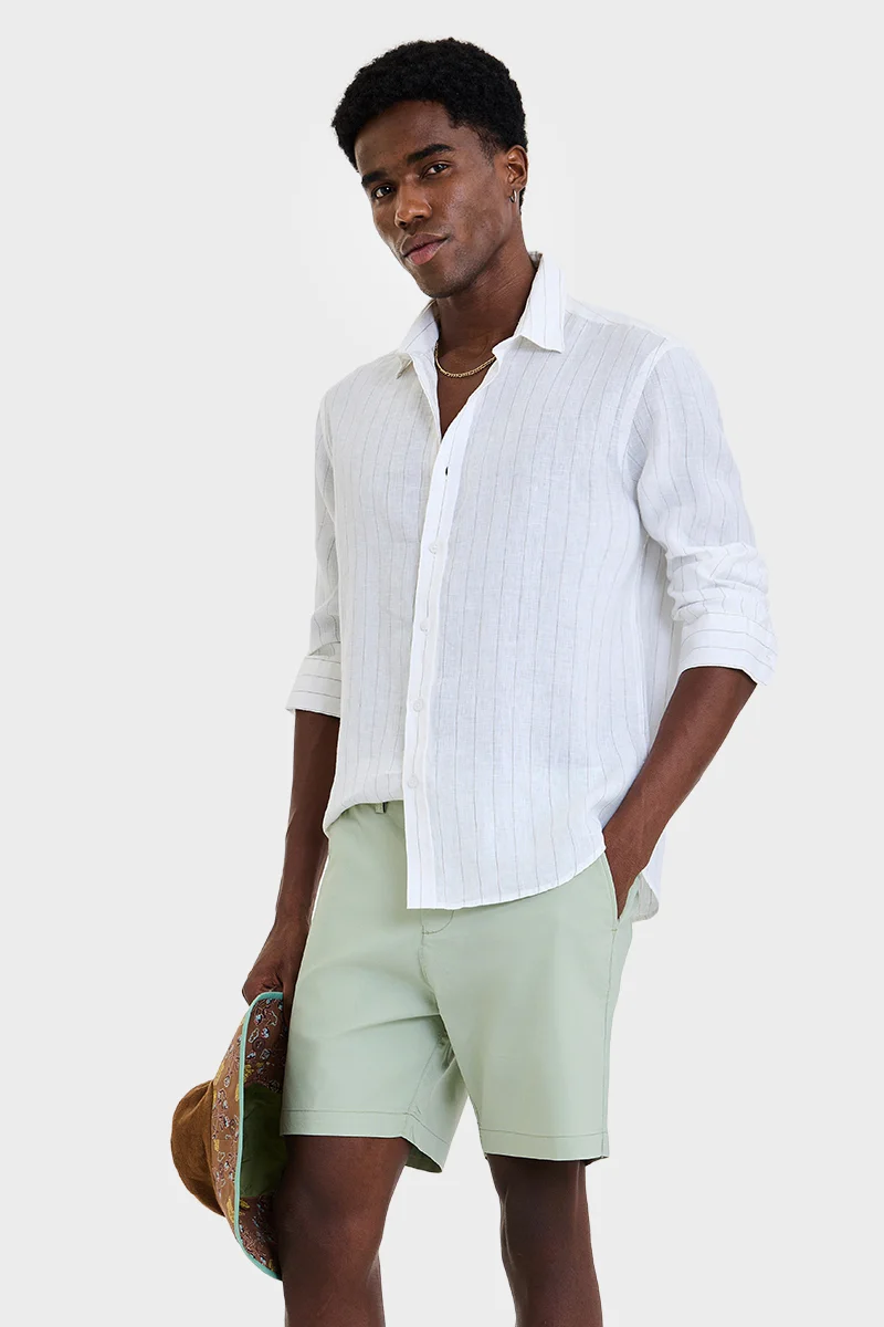 SNITCH White Checkered Long Sleeve Regular Fit Casual Shirt