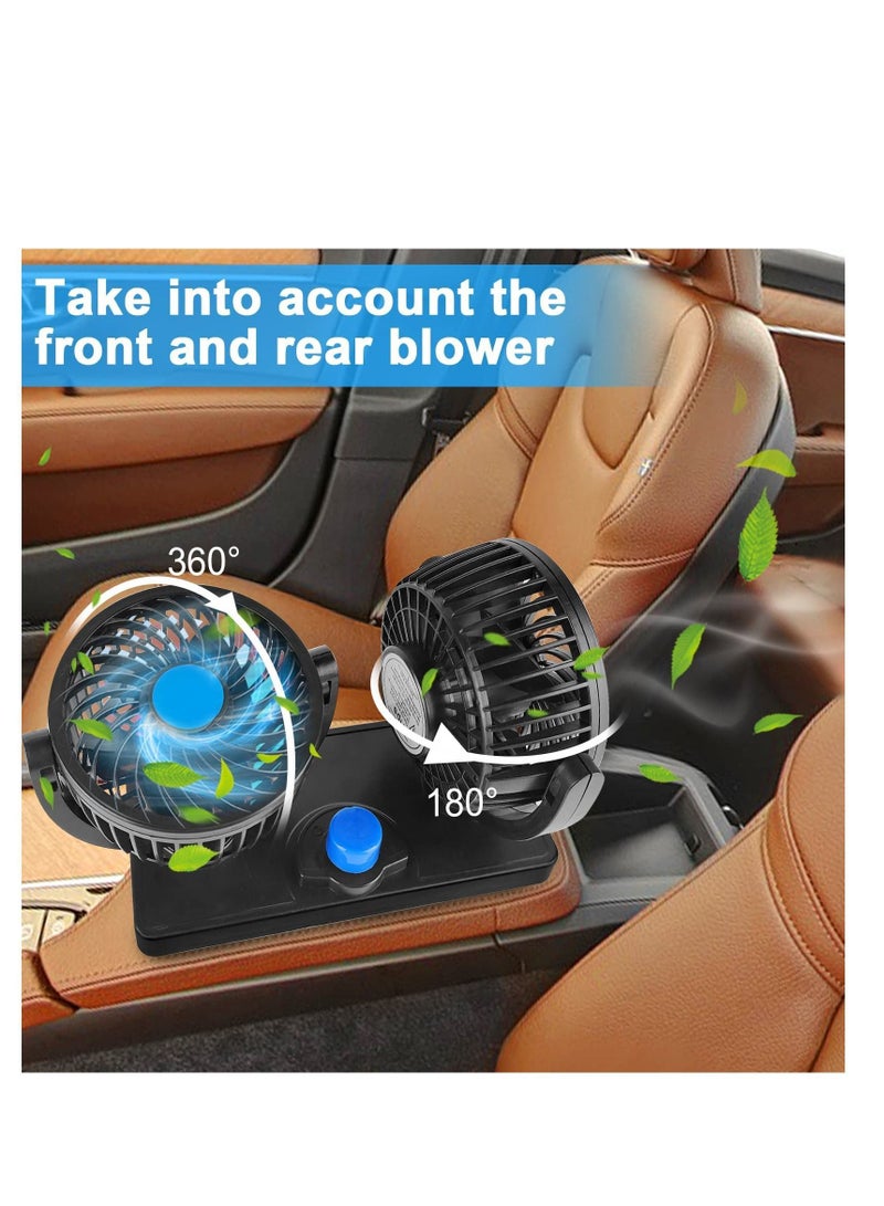واي آند دي Car Fan with Summer Cooling Air Circulator for 360 Degree Rotatable 12 Volt 2 Speed Dual Head Cool - Image 3