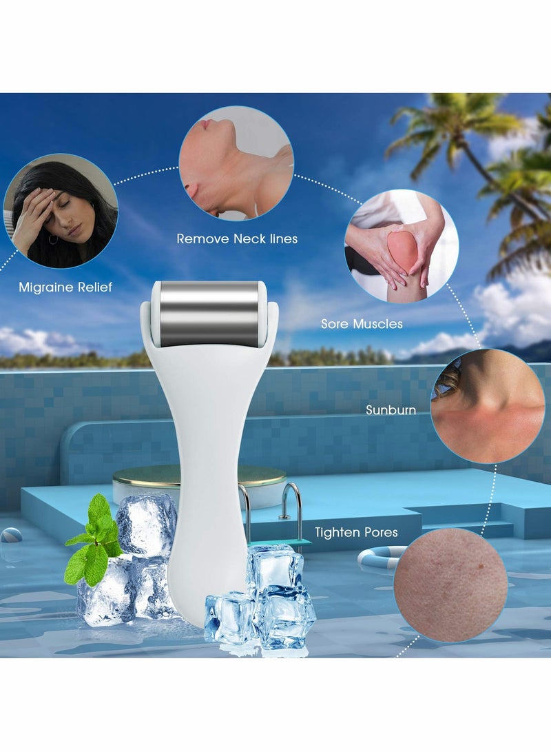 KASTWAVE Ice Roller for Face Stainless Steel Handheld Facial Ice Rollers for Women Face Massager Eye Puffiness Headaches Migraine Relief Reduce Wrinkle Skin Care White - Image 2