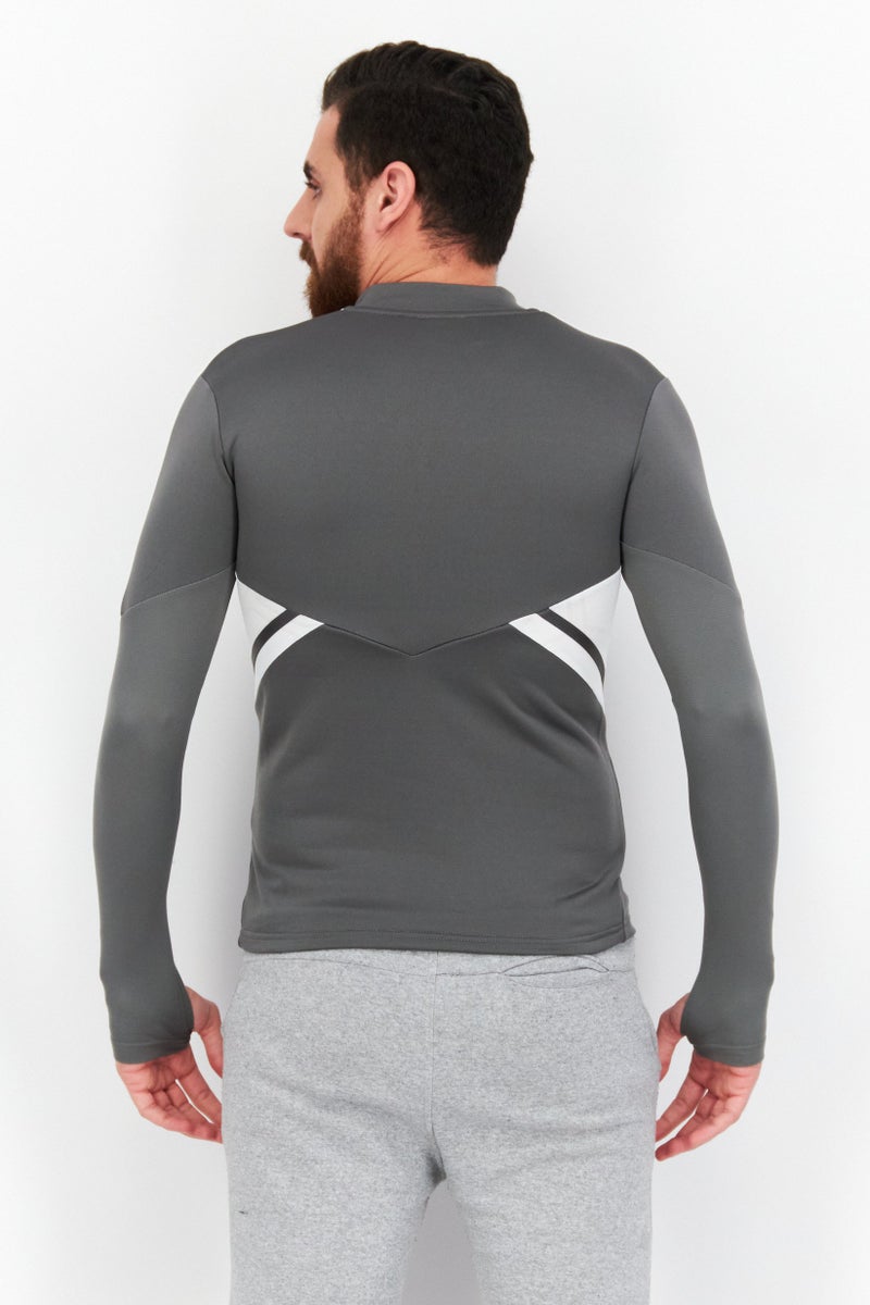 Adidas Men Sportswear Fit Long Sleeve Training T-Shirt, Grey - Image 3