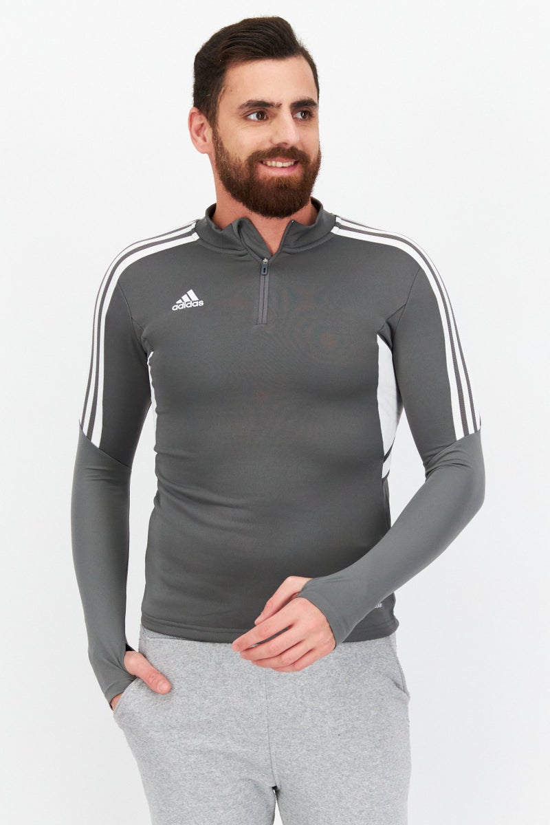 Adidas Men Sportswear Fit Long Sleeve Training T-Shirt, Grey - Image 1