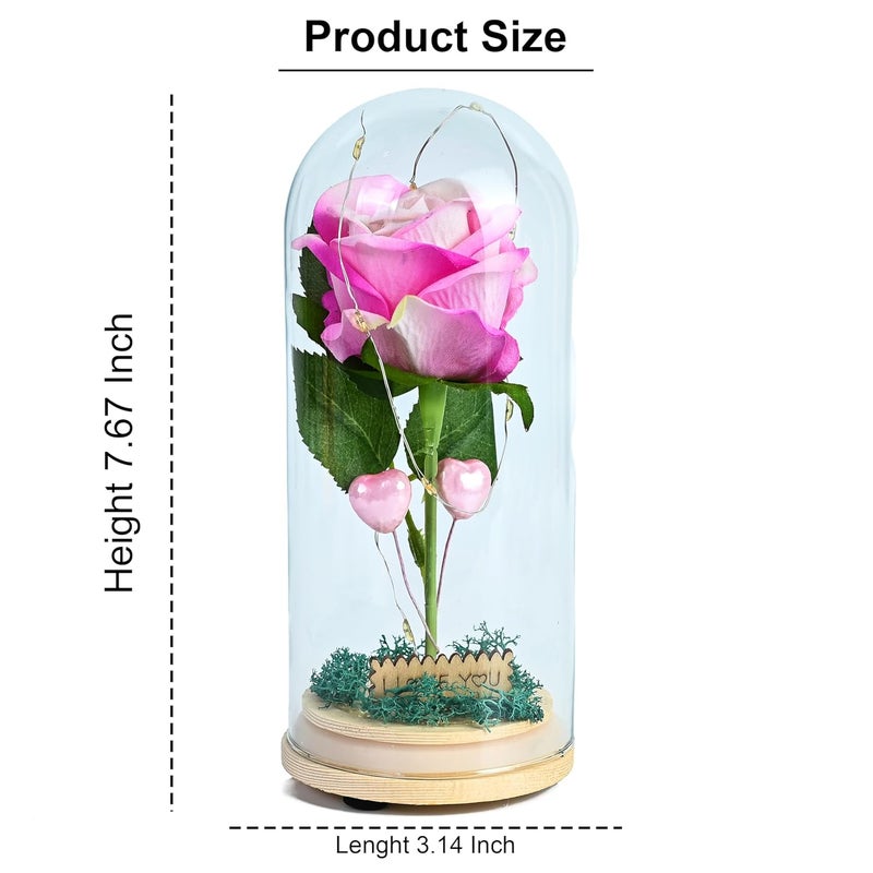 HindCraft HindCraft Birthday Gift for Husband Preserved Pink Rose in Glass Dome with LED Light A Timeless Romantic Gift and Decorative Piece for Special Occasions Like Valentines Day and Anniversaries - Image 3