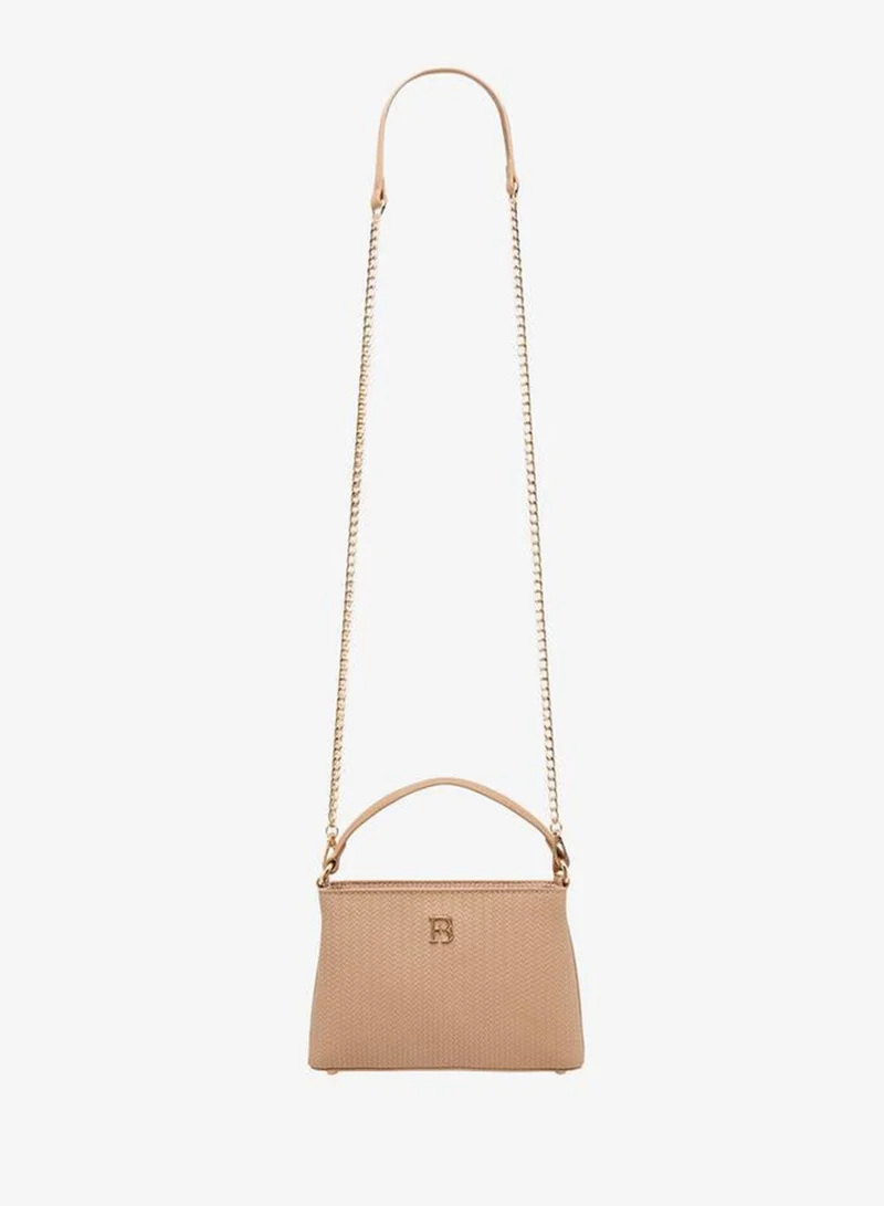 Flora Bella By Shoexpress BEIGE Textured Crossbody Bag with Detachable Chain Strap for Women | Best Price UAE
