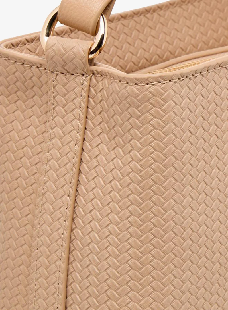 Flora Bella By Shoexpress BEIGE Textured Crossbody Bag with Detachable Chain Strap for Women | Best Price UAE