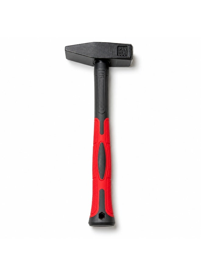 500g Hand Hammer DIN 1041 with Red and Black Handle – Flat Striking Face and Wedge End - Image 3