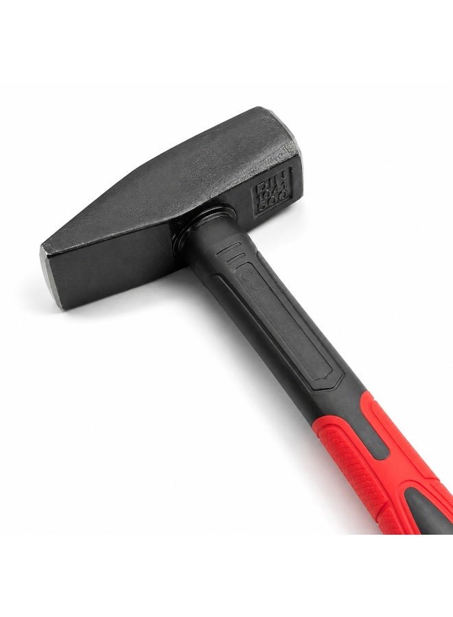 500g Hand Hammer DIN 1041 with Red and Black Handle – Flat Striking Face and Wedge End - Image 1