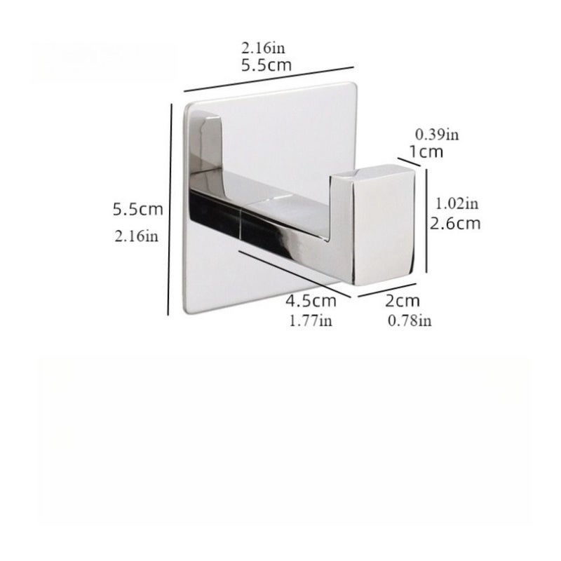 Chrome Self Adhesive Towel Hook Hanger No Drilling Easy Installation Black - Image 3