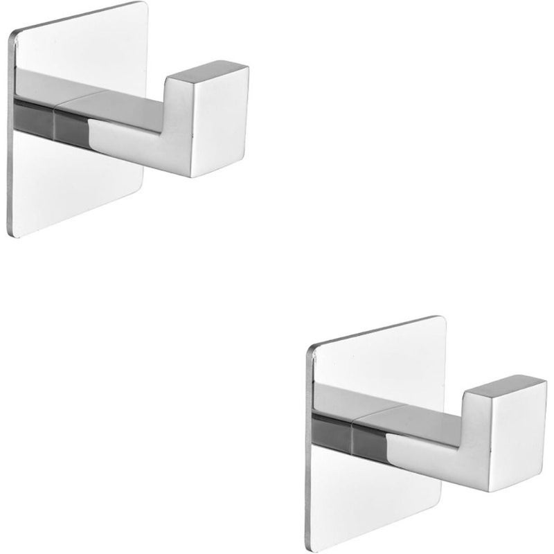 Chrome Self Adhesive Towel Hook Hanger No Drilling Easy Installation Black - Image 1