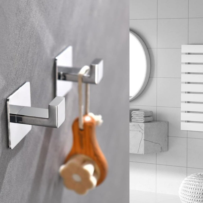 Chrome Self Adhesive Towel Hook Hanger No Drilling Easy Installation Black - Image 4