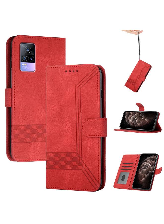 إيروريكس جراب لهاتف vivo V21e 4G / Y73 2021 جراب هاتف جلدي قابل للطي بملمس مكعب - Image 1