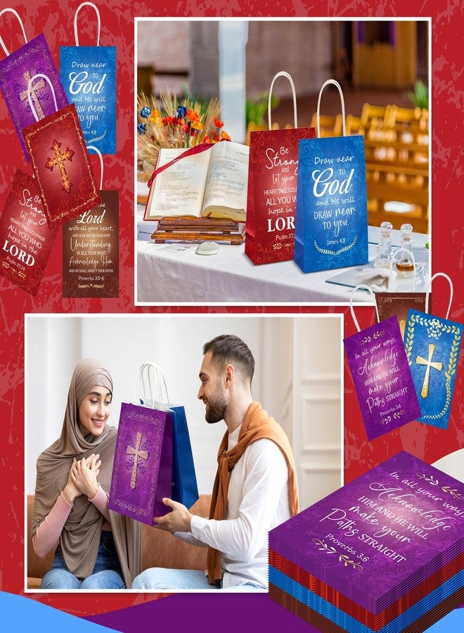 Sinload 24 Pcs Church Fathers Day Bags Bulk Christian Religious Gift Bags, Paper Cross Bible Verse Scripture Bag Welcome to Our Church Bible Bag for Men Dad Pastor Birthday Baptism Party Favors - Image 5