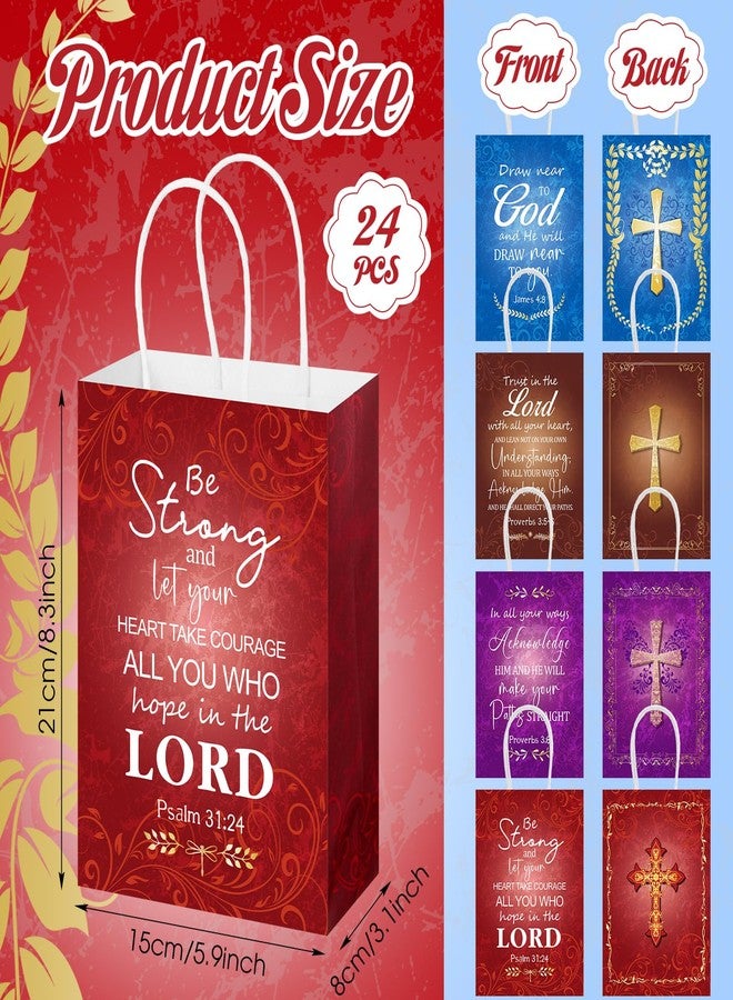 Sinload 24 Pcs Church Fathers Day Bags Bulk Christian Religious Gift Bags, Paper Cross Bible Verse Scripture Bag Welcome to Our Church Bible Bag for Men Dad Pastor Birthday Baptism Party Favors - Image 2