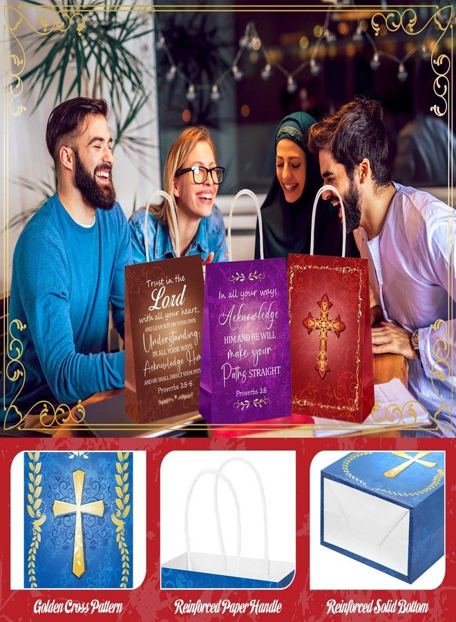 Sinload 24 Pcs Church Fathers Day Bags Bulk Christian Religious Gift Bags, Paper Cross Bible Verse Scripture Bag Welcome to Our Church Bible Bag for Men Dad Pastor Birthday Baptism Party Favors - Image 4