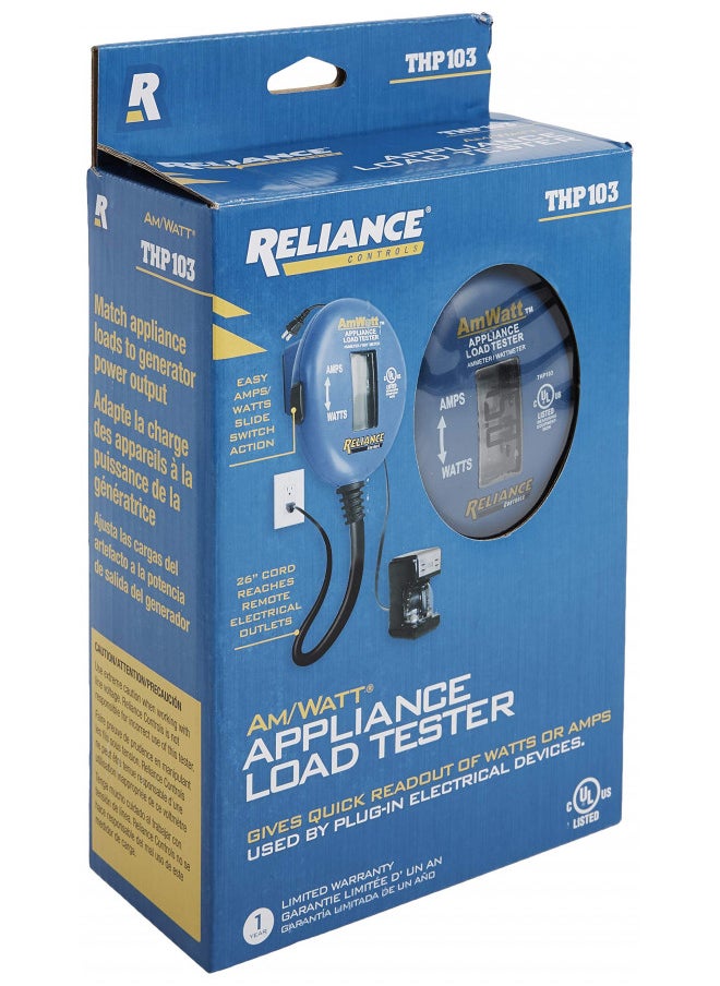 Reliance Controls Reliance Controls Ammeter and Wattmeter THP103 AmWatt Appliance Load Tester/Plug, Blue  - Image 4