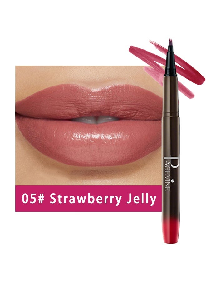 PAGE VINE Bitten Juice Lip Stain, Long-Lasting Transfer-Proof Buildable Tint, Precision Brush Tip Waterproof Lip Makeup 05#Strawberry Jelly - Image 2