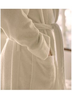 MAXQON Bathrobe (Unisex) - 100% Cotton Terry Highly Absorbent Super Soft Bathrobes For Women & Men- Adult Size, Color White  - Image 1