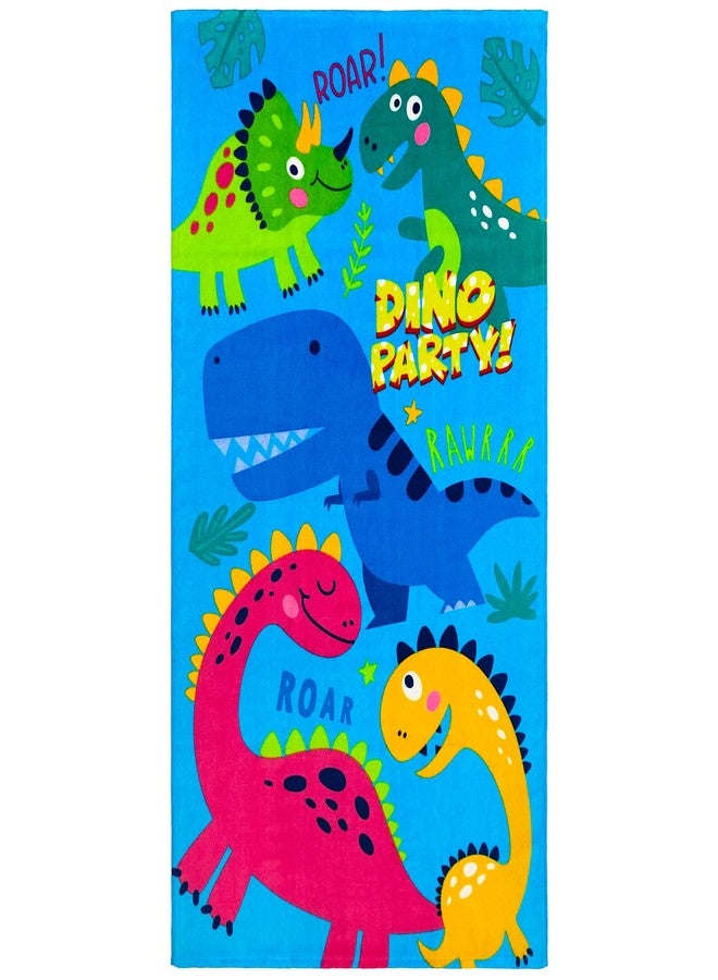 Beachland Dinosaur Beach Towel 28 x 51 inch 100% Cotton (1 Towel, Dino Party) - Image 1