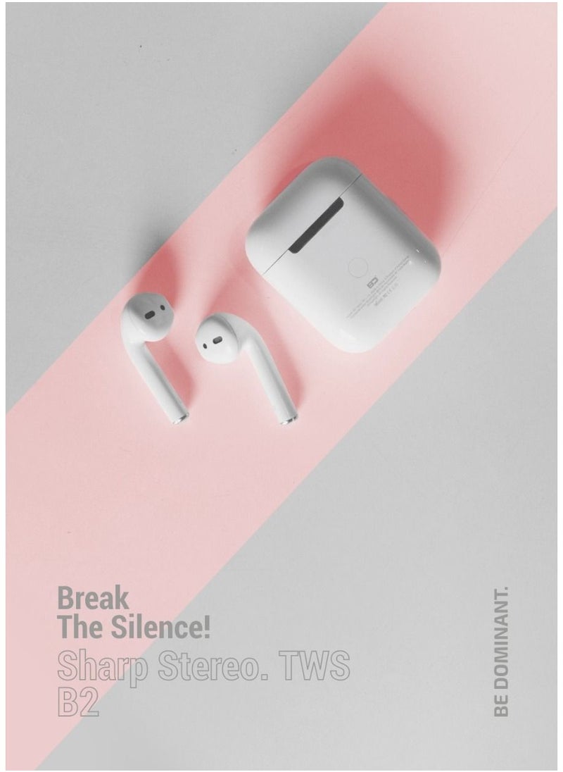 Bluedigit - TWS Sharp Stereo Air 2 Wireless V5.3 Earbuds come with a silicone protective case (B2) White - Image 1