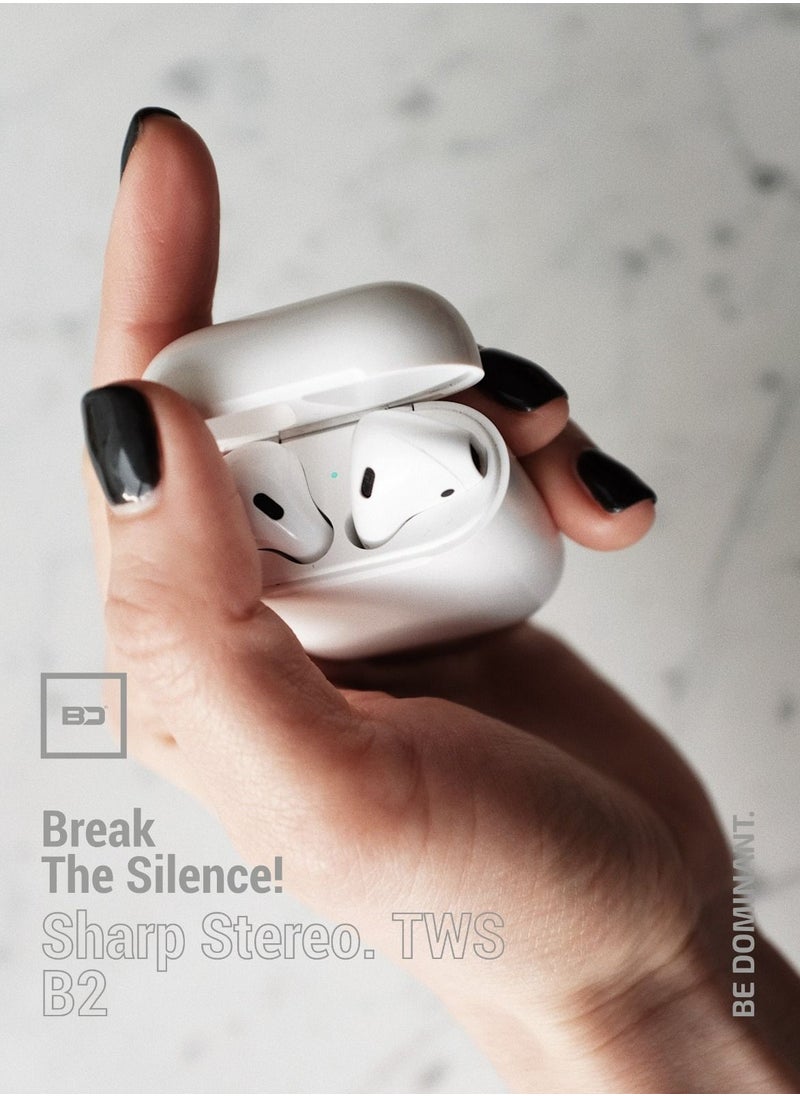 Bluedigit - TWS Sharp Stereo Air 2 Wireless V5.3 Earbuds come with a silicone protective case (B2) White - Image 1
