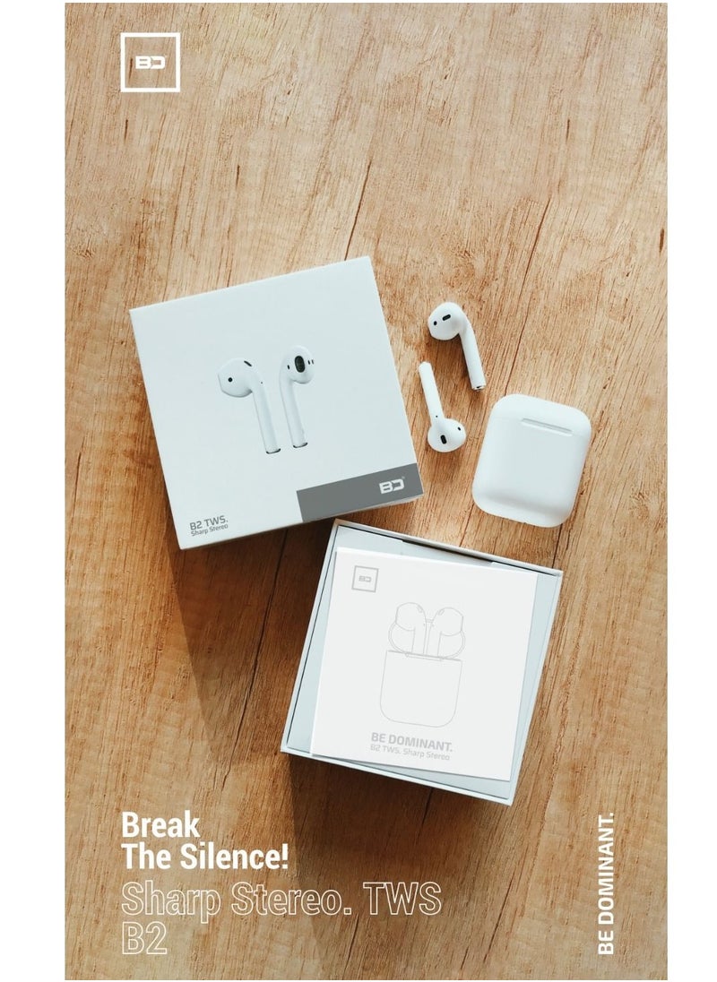 Bluedigit - TWS Sharp Stereo Air 2 Wireless V5.3 Earbuds come with a silicone protective case (B2) White - Image 1