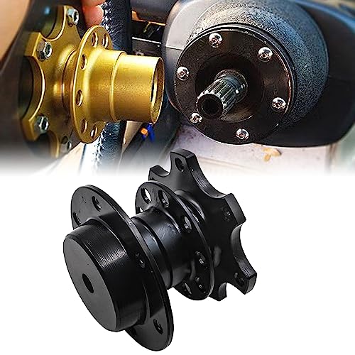 Sodcay Aluminum Steering Wheel Adapter, Quick Release Hub, 6 Hole Racing Modification Device, Auto Universal Steering Wheel Heightening Accessories (Black) - Image 1